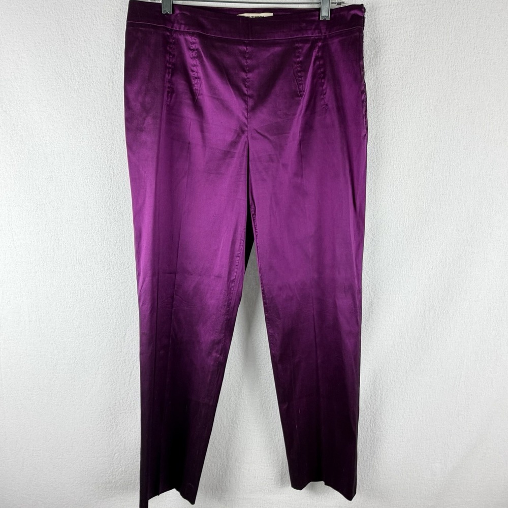 ETRO Purple Silk Blend Shantung Straight Leg Pants Sz 16/EU 48 Quiet Luxury Luxe